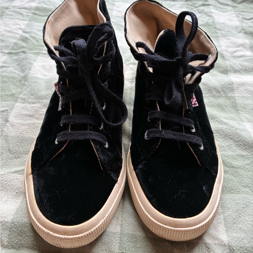 Superga Velvet “2095 Velvtw” Black High-Top Sneakers Women’s 6 Hip Street Indie - Picture 3 of 8